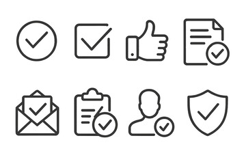 Poster - Collection of checkmark icons representing approval and completed tasks for digital usage in various contexts