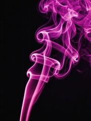 Poster - Vivid magenta smoke cloud curling against deep black background Rich saturation