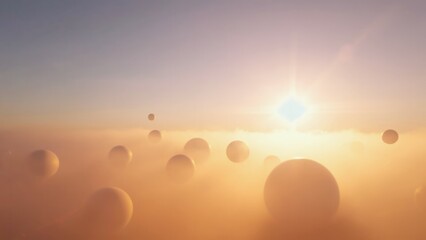 Poster - Soft focus background with glowing warm orbs and gentle flare Dreamy bokeh, su