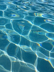 Poster - Shimmering light reflections on rippled swimming pool surface Summery mood, br