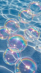 Poster - Macro close up of bubble clusters floating on water surface Organic geometry,