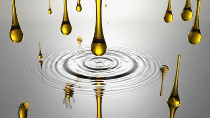 Poster - Liquid gold drop forming ripple pattern on mirror surface Luxury visual, circu
