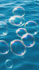 Poster - Macro close up of bubble clusters floating on water surface Organic geometry,