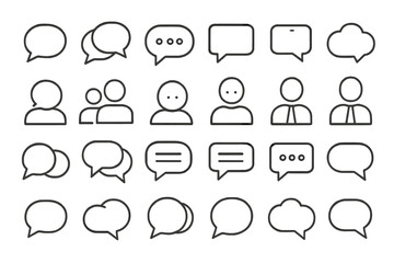 Poster - Collection of speech bubble icons featuring various shapes and styles for conversation representation