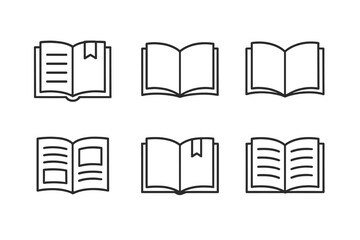 Poster - Various open books with bookmarks and blank pages displayed in a creative arrangement during daytime