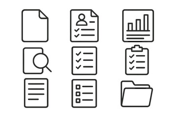 Poster - Various document and organizational icons representing different tasks and information management in a minimalist style