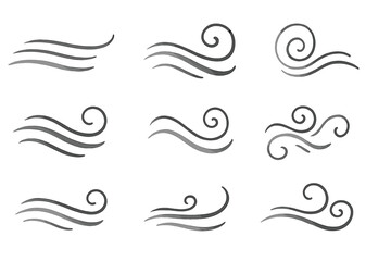 Poster - Stylized wind patterns illustrated with varying shapes and sizes during a creative design session