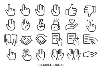 Poster - Hand gesture icons representing various activities and actions in a minimalistic design suitable for digital communication