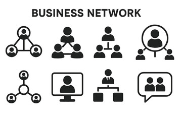 Poster - Business network symbols illustrating connections and communication among professionals in a corporate environment