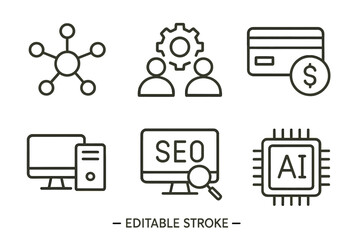 Aufkleber - Design elements illustrating technology and finance concepts including networking, collaboration, and artificial intelligence