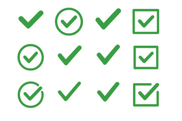 Poster - Check marks in various styles displayed in a grid format showcase approval and confirmation symbols