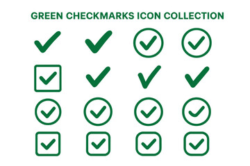 Fototapete - Collection of green checkmark icons in various sizes and styles for design use
