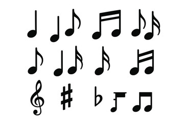Poster - Various musical notes and symbols arranged in a dynamic pattern for artistic representation and design purposes