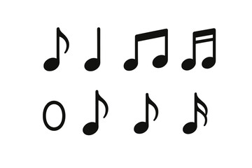 Poster - Various musical notes arranged in a grid pattern on a white background for educational or artistic use