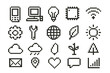 © icon_art - Collection of pixel art icons representing technology and nature in a modern design style