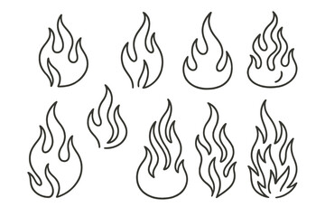 Poster - Various flame illustrations showcasing different shapes, sizes, and styles for artistic applications