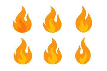 Poster - Various orange flames representing heat and fire, suitable for illustrations and design elements