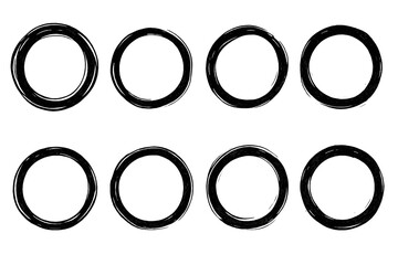 Poster - Black rings arranged in two rows on a white background showcase simple yet captivating designs that emphasize minimalism
