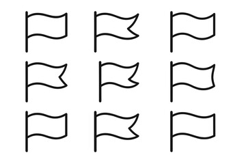 Poster - Multiple flag designs arranged in a grid showcasing various shapes and orientations in a clean minimalist style