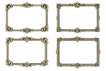 Aufkleber - elegant vintage frames for decoration in artistic projects or creative designs in neutral tones for 