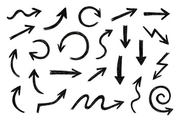 Poster - Collection of various hand-drawn arrows and symbols on a white background for design and illustration purposes