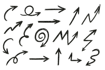 Poster - Collection of hand-drawn arrows and symbols representing movement and direction in creative design