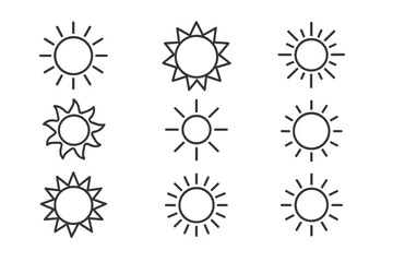 Poster - Different sun illustrations showing various styles, shapes, and sizes in a simple design
