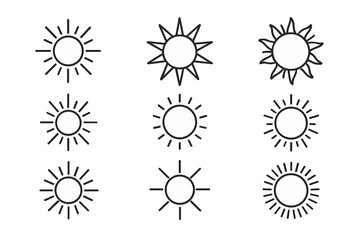 Poster - Variety of sun icons showcasing different designs and styles for creative projects and illustrations