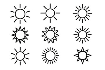 Poster - Various hand-drawn sun designs illustrating different styles and expressions of sunlight