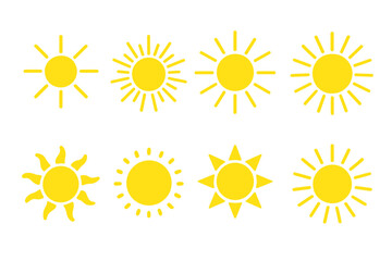 Poster - Bright and cheerful sun icons in various designs radiating positivity and warmth for creative projects