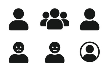 Poster - Silhouettes of people showing various expressions and group dynamics in a simple design
