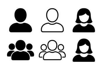Fototapete - Variety of human silhouette icons representing different individuals and groups in a digital format