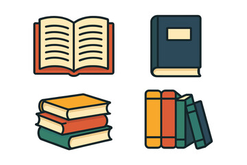 Poster - Illustrations of various types of books arranged in a creative layout showcasing literature and reading themes