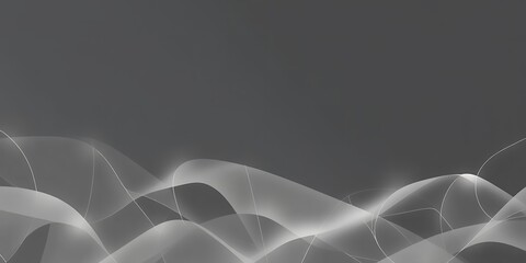 Poster - Abstract gray background with flowing white lines creating a wave like pattern design