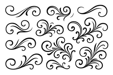 Poster - Decorative swirl designs in black showcasing elegant patterns suitable for art and design projects