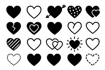 Poster - Various heart designs in different styles and shapes for creative projects and artistic inspiration