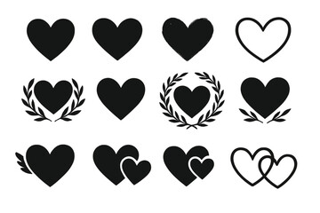 Poster - Diverse collection of heart shapes in various styles for creative designs and art projects