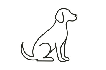 Poster - Outline of a sitting dog with a smooth design, showcasing a simple yet elegant style