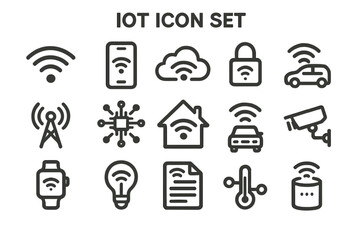 Poster - Collection of internet of things icons demonstrating modern technology in various devices and applications