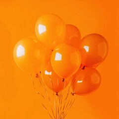 Poster - Festive orange balloons floating against a vibrant monochromatic background creating a joyful atmosphere perfect for celebration and party themes with a clean and modern aesthetic