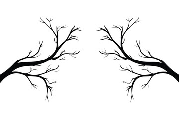 Vector Set of Branch Silhouettes. Icon Collection on White Background
