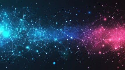 Poster - abstract blue pink glowing network connection.