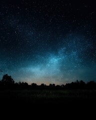 Wall Mural - serene nightscape with a vibrant milky way galaxy illuminating the dark sky above a silhouetted tree