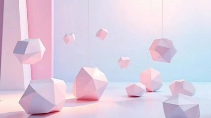 Leinwandbilder - Pastel Pink Geometric Shapes Minimalist Abstract Background Design