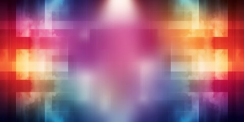 Poster - abstract background with colorful geometric shapes and a central glowing light spot