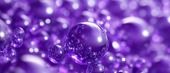 Poster - Captivating purple spheres in a mesmerizing dance of light and shadow creating a dreamy and ethereal atmosphere with a soft focus and elegant style