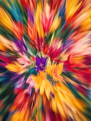 Poster - Abstract floral explosion vibrant colors burst forth in a dynamic display of nature's beauty creating a captivating and energetic visual experience