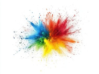 Aufkleber - Vibrant explosion of colorful powder against a clean white backdrop creating a dynamic abstract art with a burst of energy and playful mood in a studio shot