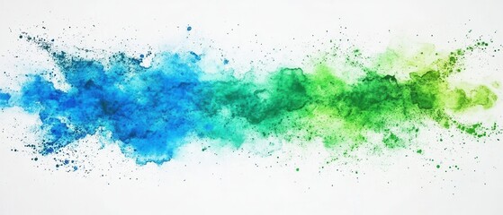 Poster - Abstract Watercolor Painting Gradient of Blue and Green Colors on White Paper Background for Creative Design and Artistic Expression in a Minimalist Style