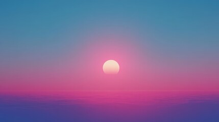 Wall Mural - Serene pink and blue sunset over a calm ocean horizon